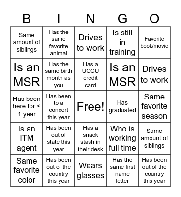 Get-to-know-you Bingo Card