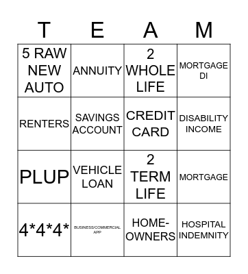 STATE FARM BINGO Card