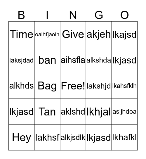 Franklin Family BINGO Card