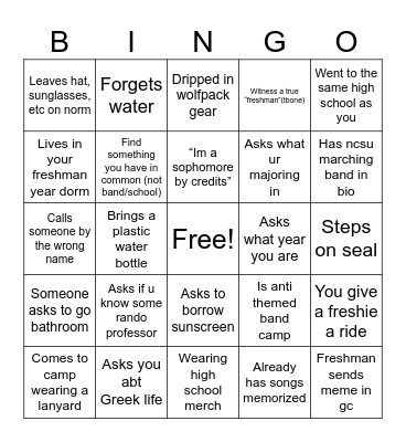 B*nd C*mp 2024 Bingo Card