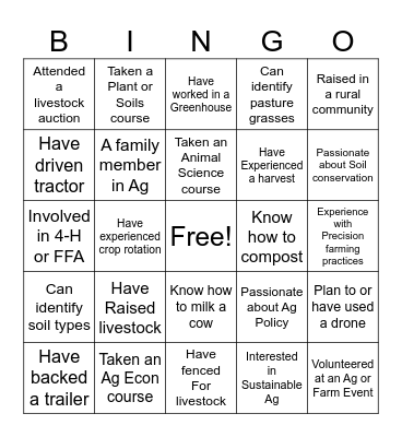 AG 2281 Bingo Card