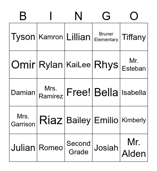 Classroom Bingo Card