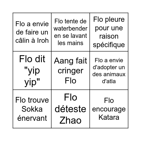 ATLA S1 Bingo Card
