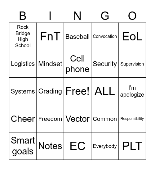 Morning PD Bingo Card