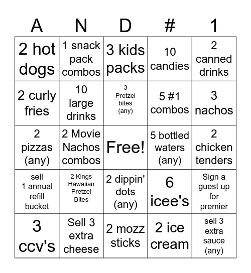 Weekday Bingo Card