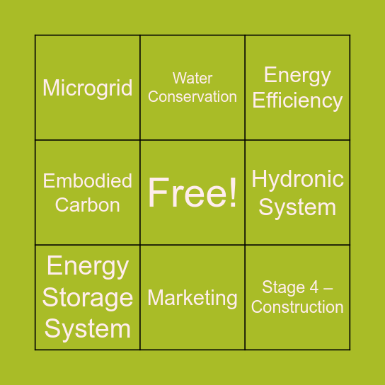 iEngineer & Glumac Bingo Card