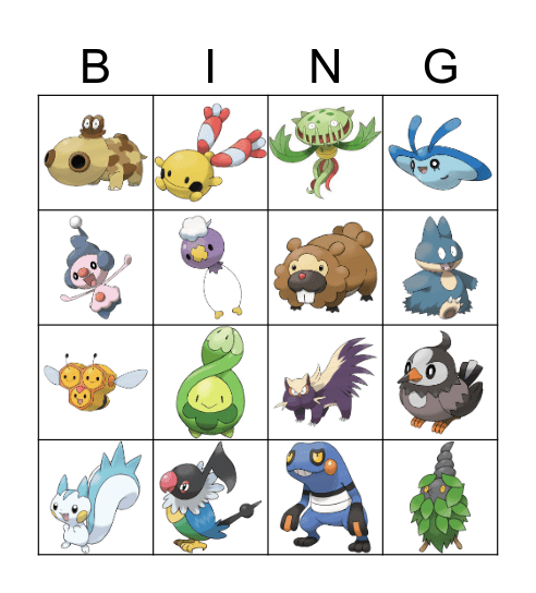 Sinnoh Bingo Card