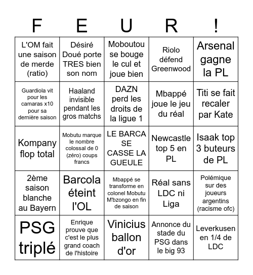 FOOT 2024/2025 Bingo Card