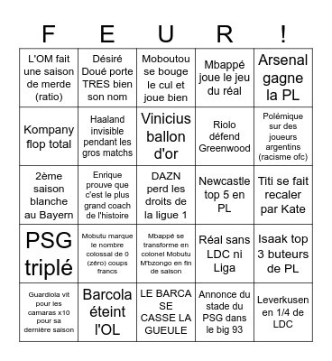 FOOT 2024/2025 Bingo Card