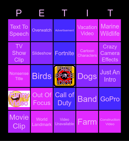 PetitTube BINGO Card