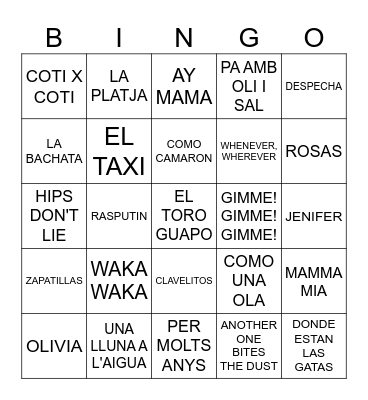 Bingo musical! Bingo Card