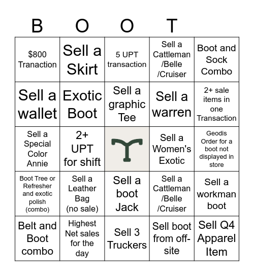 Boot Bingo Card