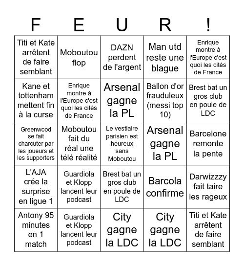 Moboutou ntm Bingo Card