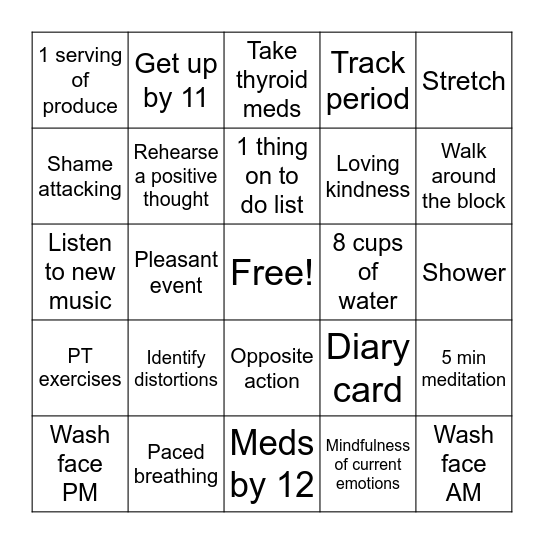 Have a great day :) Bingo Card