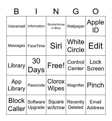 iPhone Class Review - 1 Bingo Card