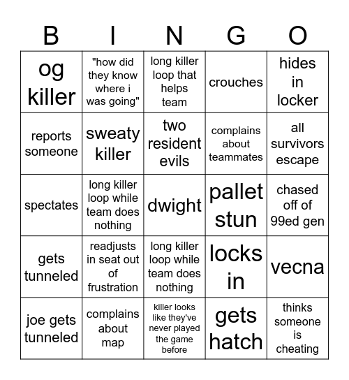 survivor bingo Card