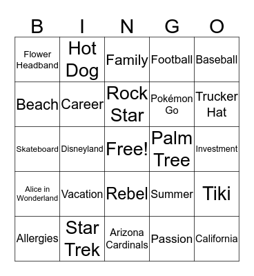 Monday Madness Bingo Card