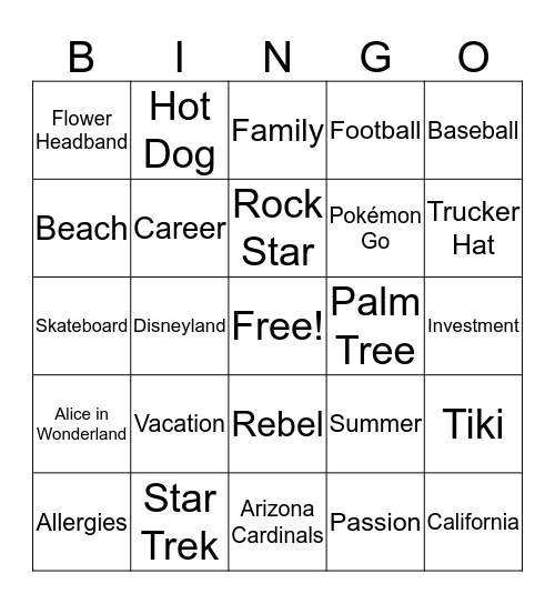 Monday Madness Bingo Card