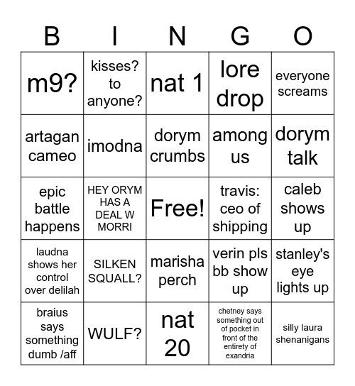 cr 3x104 Bingo Card