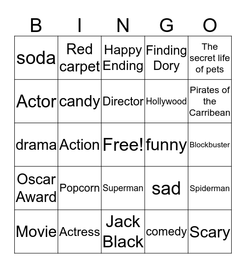 Hollywood Week Bingo Card