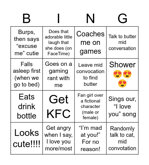 Riley Bingo Card