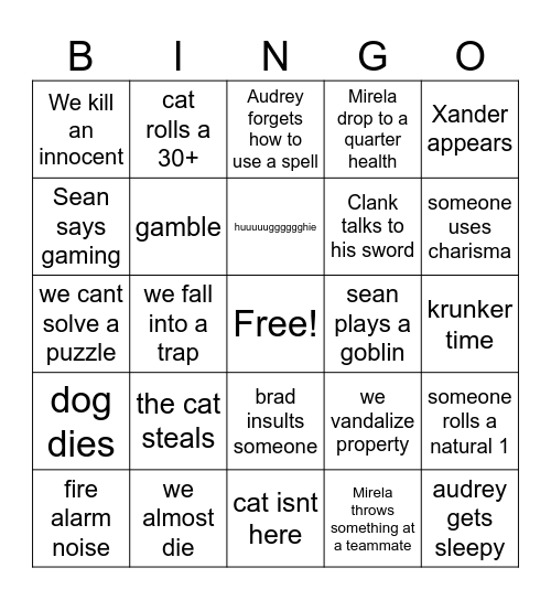 Untitled Bingo Card