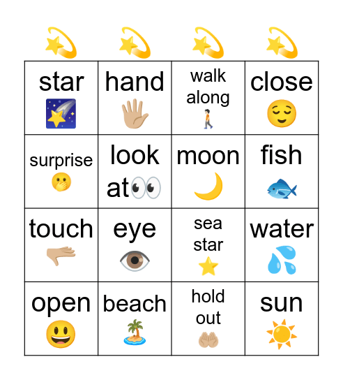 Touch a star Bingo Card