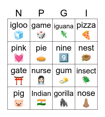The Pie Bingo Card