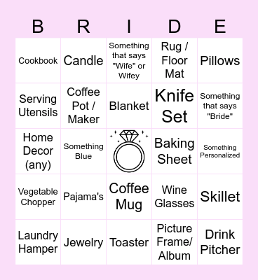 Bridal Shower Bingo Card