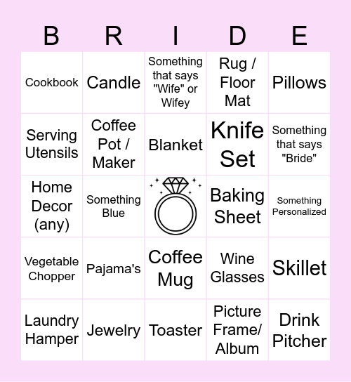 Bridal Shower Bingo Card