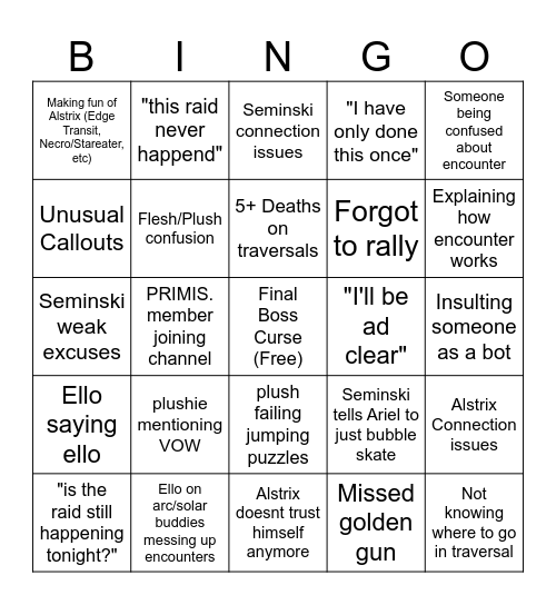 Team 3 Bingo Card