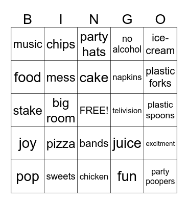 party Bingo Card