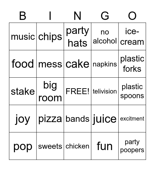 party Bingo Card