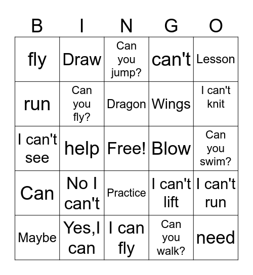 VI class unit 2 Bingo Card