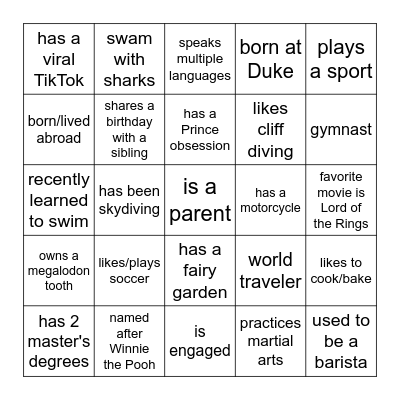 Class of 2026 Bingo Card