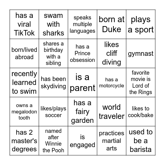 Class of 2026 Bingo Card