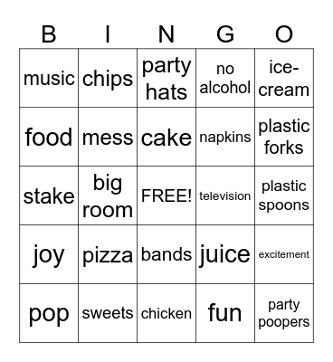 party Bingo Card