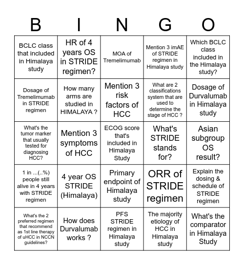 BINGO !!! Bingo Card