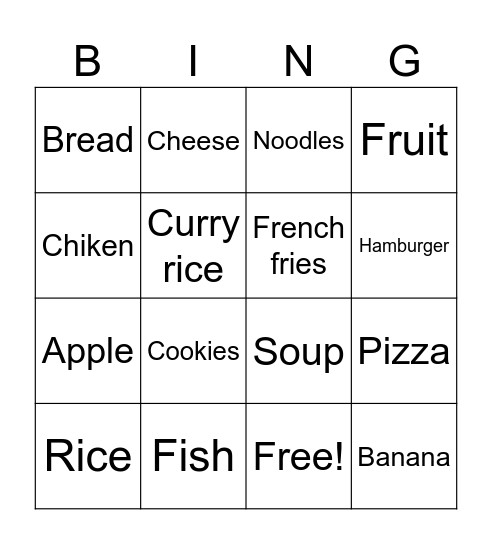 FOOD FAIR Bingo Card