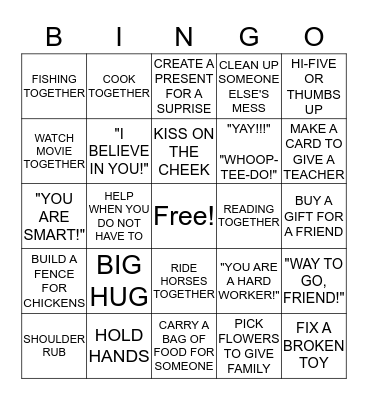 LOVE LANGUAGE BINGO - 2 Bingo Card