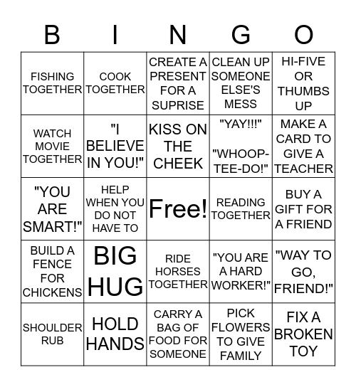 LOVE LANGUAGE BINGO - 2 Bingo Card