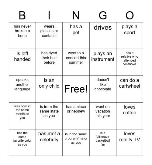 Find someone who... Bingo Card