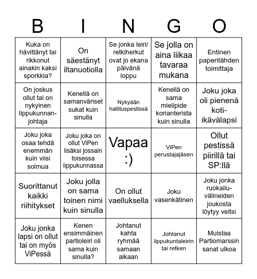 Peurain luokkakokous -24 Bingo Card