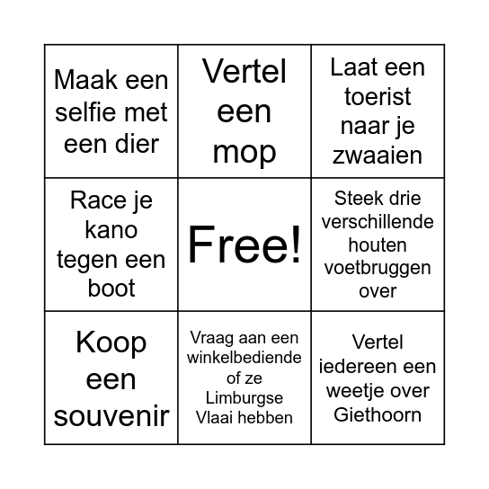 Harde Kern in Giethoorn Bingo Card