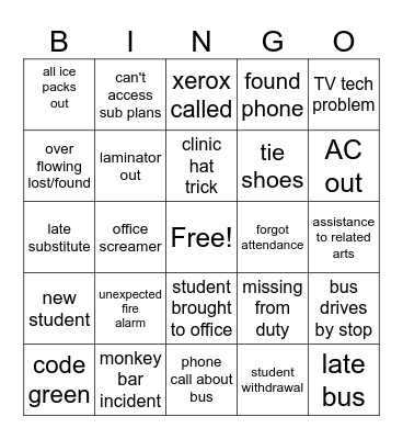 Office Bingo Card