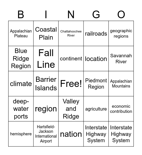 Vocabulary BINGO Card