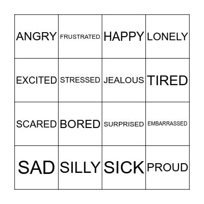 FEELINGS BINGO Card