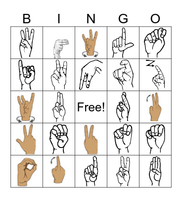 ASL 1 Alphabet and Numbers 1-20 Bingo Card