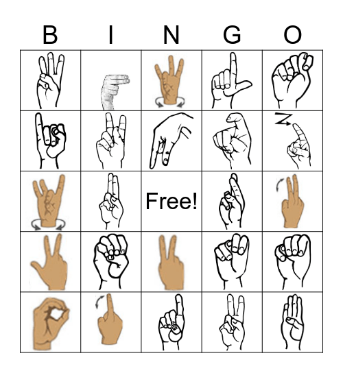 ASL 1 Alphabet and Numbers 1-20 Bingo Card