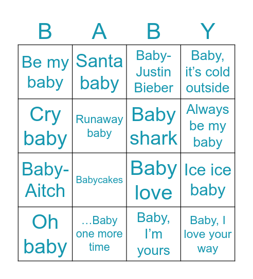 Baby Bingo Card